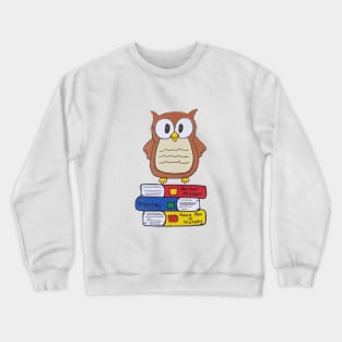 Study Owl with books Crewneck Sweatshirt